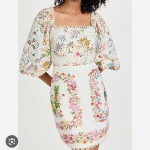 Farm Rio Delicate Forest Scarves Mini Dress